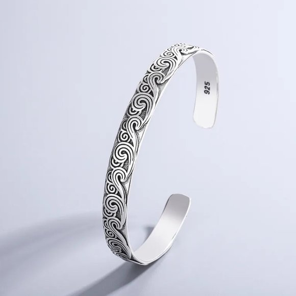 Silver Wave Cuff Bracelet - Picture 2 of 3